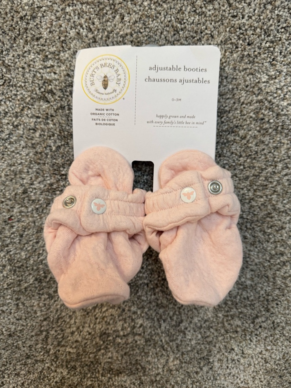 Burt's Bees Baby Pink Adjustable Booties NEW with tags